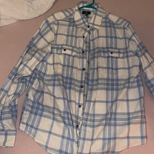 blue and white flannel